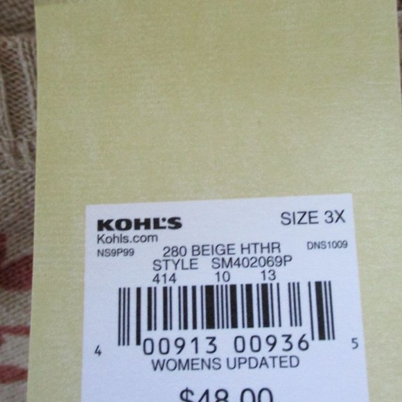 NWT! Sonoma Womens Plus Size Button Front Cardigan, Beige & Rust Floral, Size 3X - Picture 12 of 15